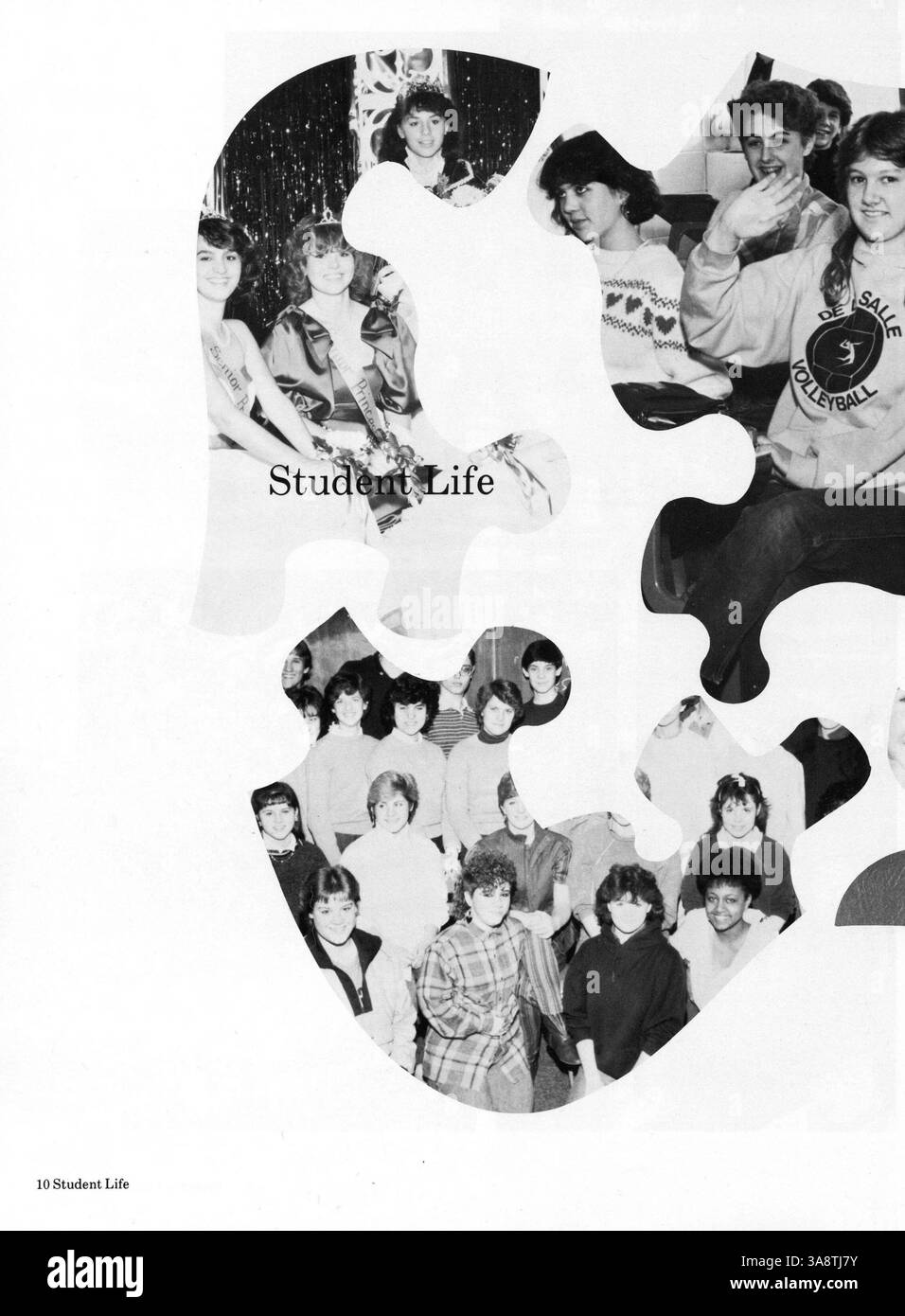 Das Jahrbuch 1985 der de La Salle High School, Delta, dokumentiert die wichtigsten Ereignisse und Menschen des akademischen Jahres 1984-1985. Dieses Jahrbuch enthält Schüler-, Lehrer- und Mitarbeiterprofile sowie Highlights von sportlichen Wettbewerben, Clubs und schulweiten Aktivitäten und erfasst das Wesen des High School-Lebens in de La Salle während dieser Zeit. Stockfoto