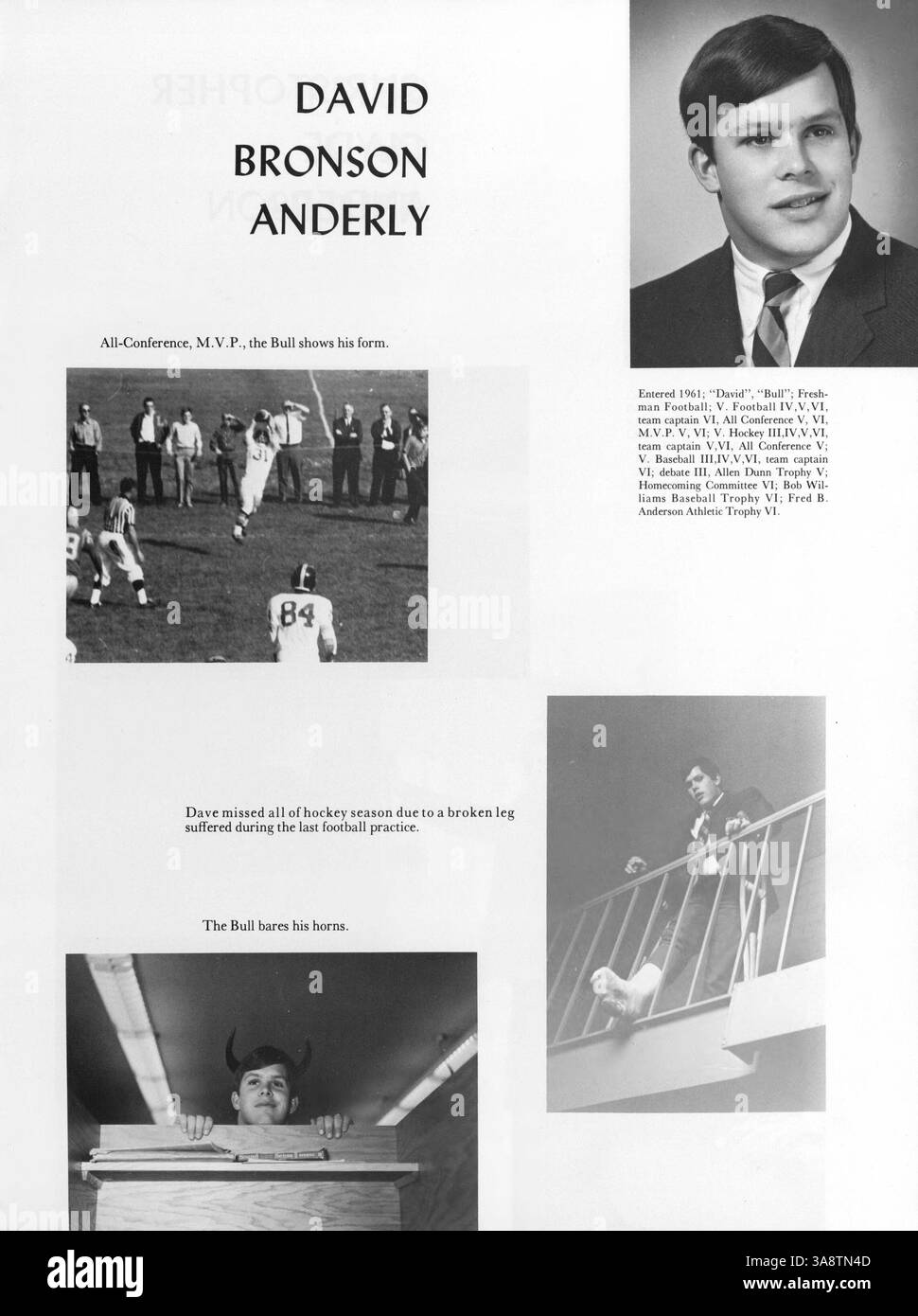 Diese Ausgabe des Mustang Jahrbuchs von 1967 bietet eine Momentaufnahme der Breck School Community mit Schülern, Lehrern, sportlichen Leistungen und außerschulischen Clubs aus dem Schuljahr 1966-1967. Stockfoto