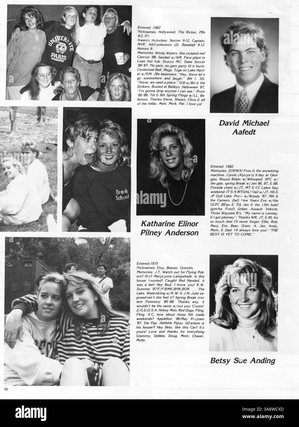 Das Breck Mustang Jahrbuch 1988 dokumentiert die Schüler, Lehrer, Vereine, Leichtathletik und wichtige Ereignisse des Schuljahres 1987-1988 an der Breck School. Stockfoto