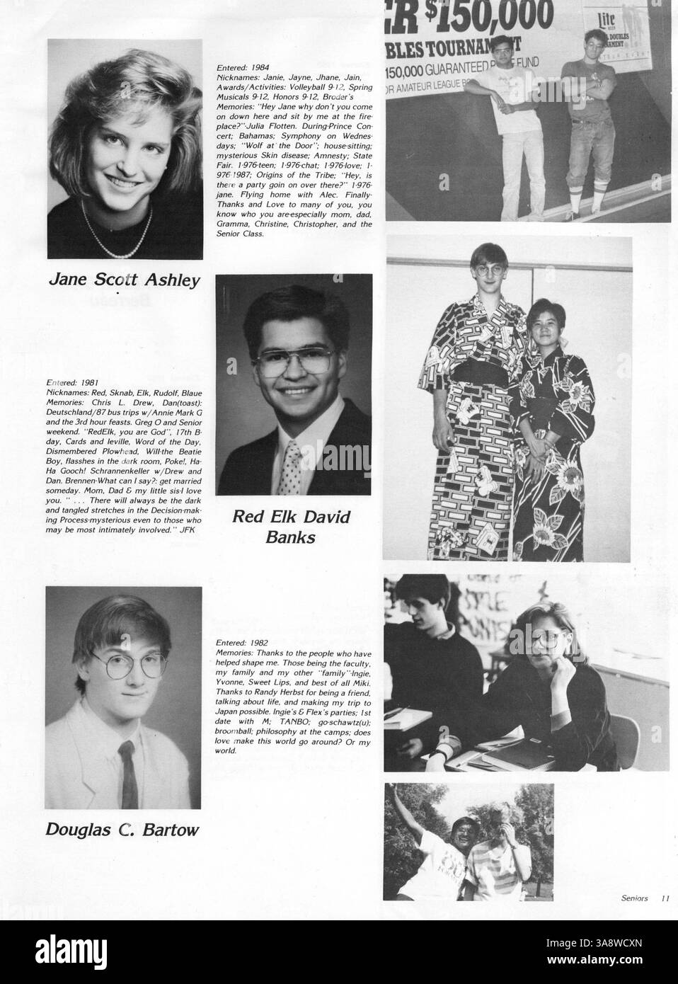 Das Breck Mustang Jahrbuch 1988 zeigt Studentenporträts, Vereine, Leichtathletik und wichtige Ereignisse aus dem akademischen Jahr 1987-1988 an der Breck School. Stockfoto