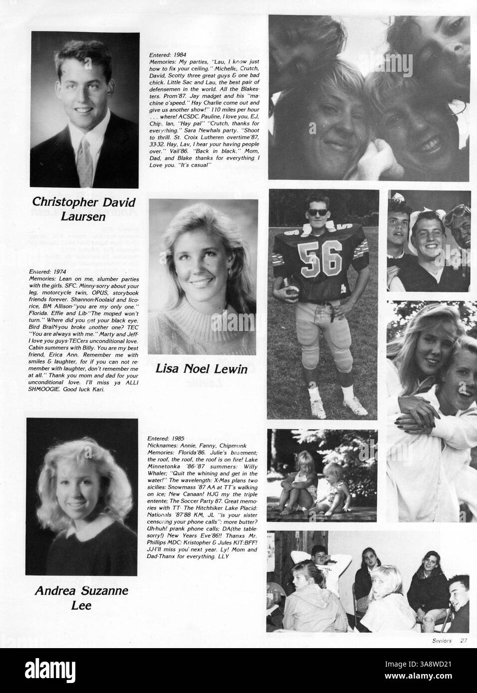 Dieses Breck Mustang Jahrbuch 1988 enthält Schülerporträts, Sportveranstaltungen, Clubs und wichtige Veranstaltungen aus dem Schuljahr 1987-1988 an der Breck School. Stockfoto