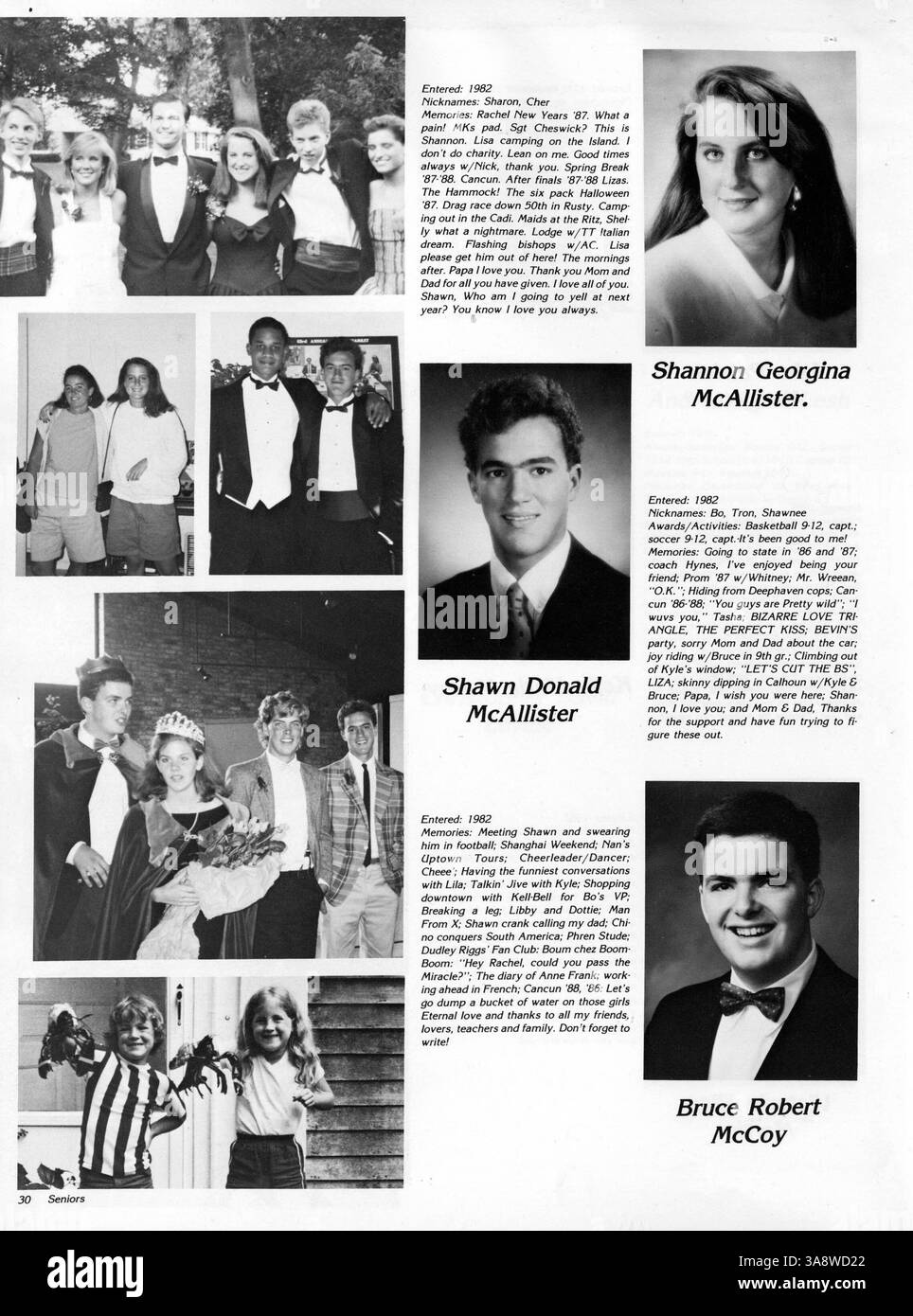 Das Breck Mustang Yearbook von 1988 dokumentiert die Schülerschaft, die Fakultät, die Leichtathletik und die wichtigsten Schulereignisse des akademischen Jahres 1987-1988 an der Breck School. Stockfoto