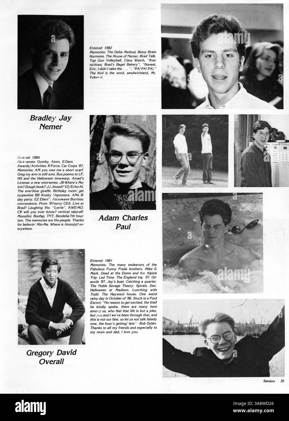 Das Breck Mustang Yearbook 1988 dokumentiert die Erfahrungen von Schülern und Lehrkräften an der Breck School und dokumentiert sportliche Veranstaltungen, Vereine und bemerkenswerte Aktivitäten im Schuljahr. Stockfoto