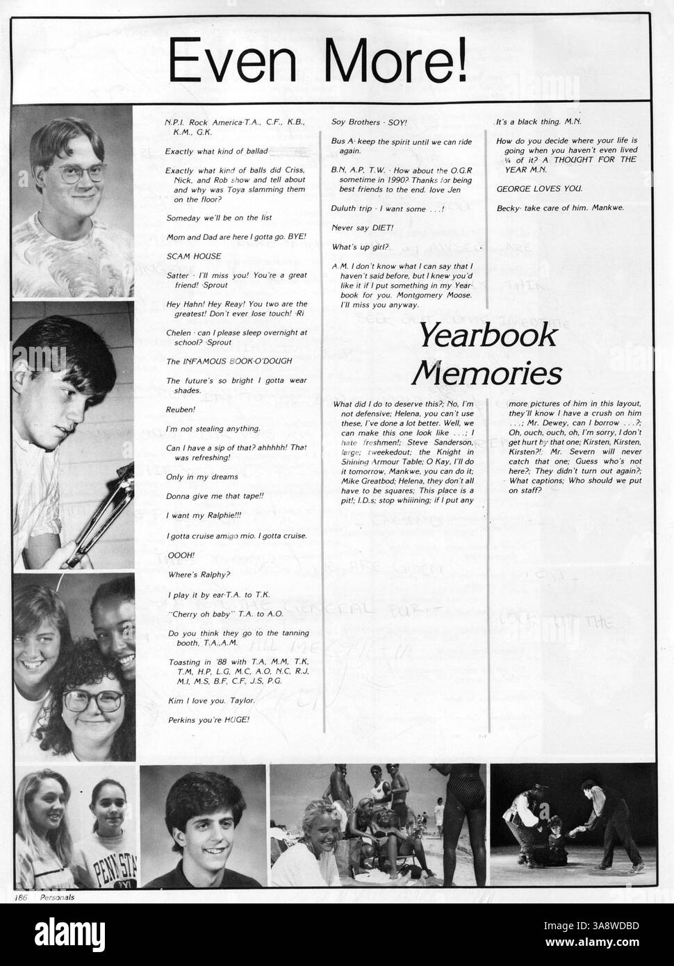 Diese Ausgabe des Breck Jahrbuchs 1988, Breck Mustang, dokumentiert das Schuljahr und zeigt Schüler, Lehrer, Sportmannschaften, Clubs, und wichtige Ereignisse an der Breck School. Stockfoto