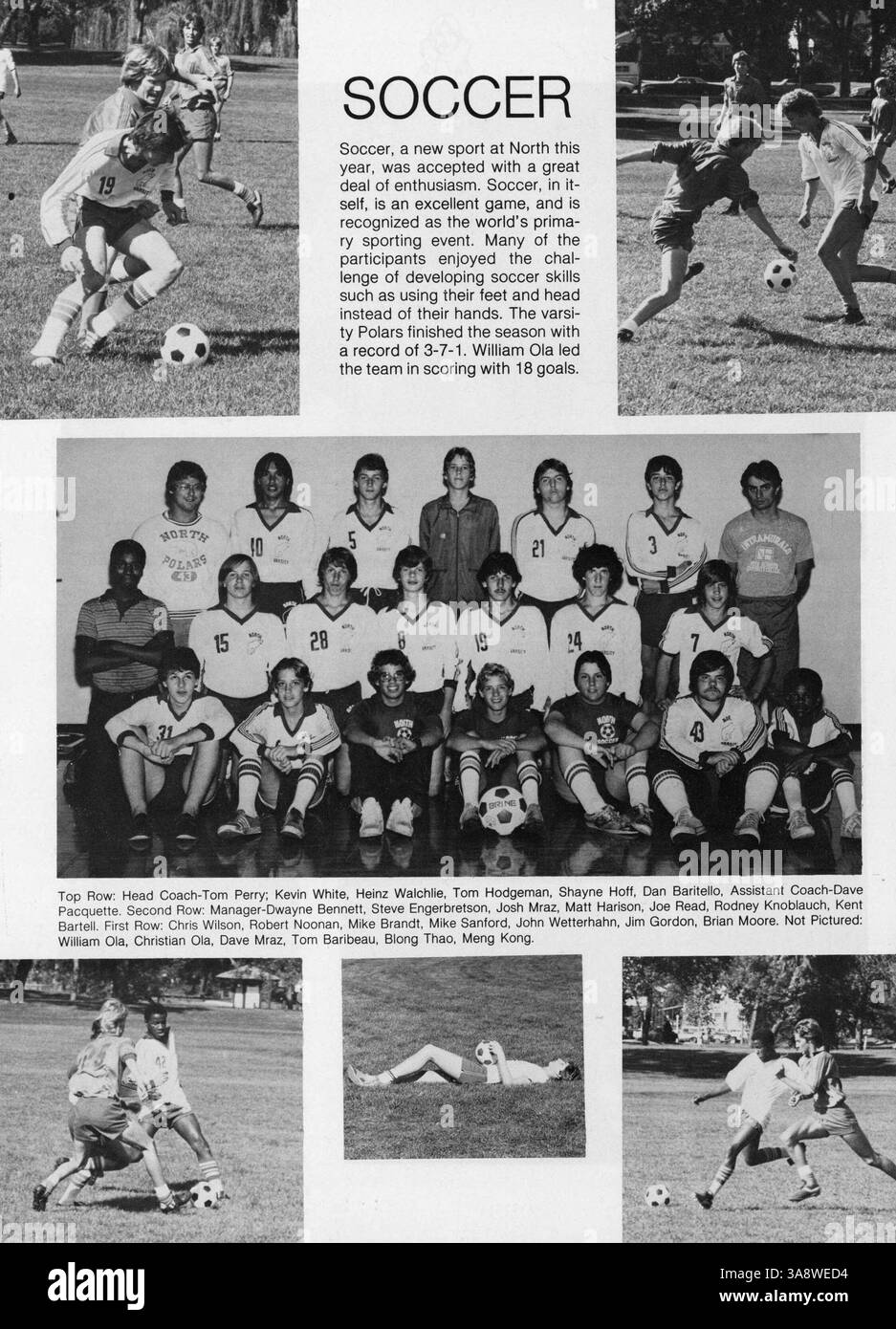 Das Jahrbuch der North High School 1983, Polaris, zeigt Highlights aus dem Schuljahr 1982-1983 und behandelt Schüler, Leichtathletik, Vereine und Dozenten. Stockfoto