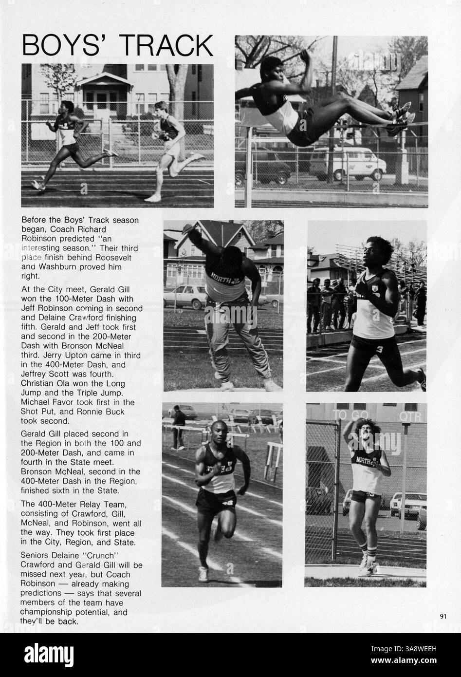 Dieses Jahrbuch beleuchtet das akademische und außerschulische Leben an der North High School im Schuljahr 1982-1983 und dokumentiert Schüler, Lehrer, Vereine und sportliche Veranstaltungen. Stockfoto