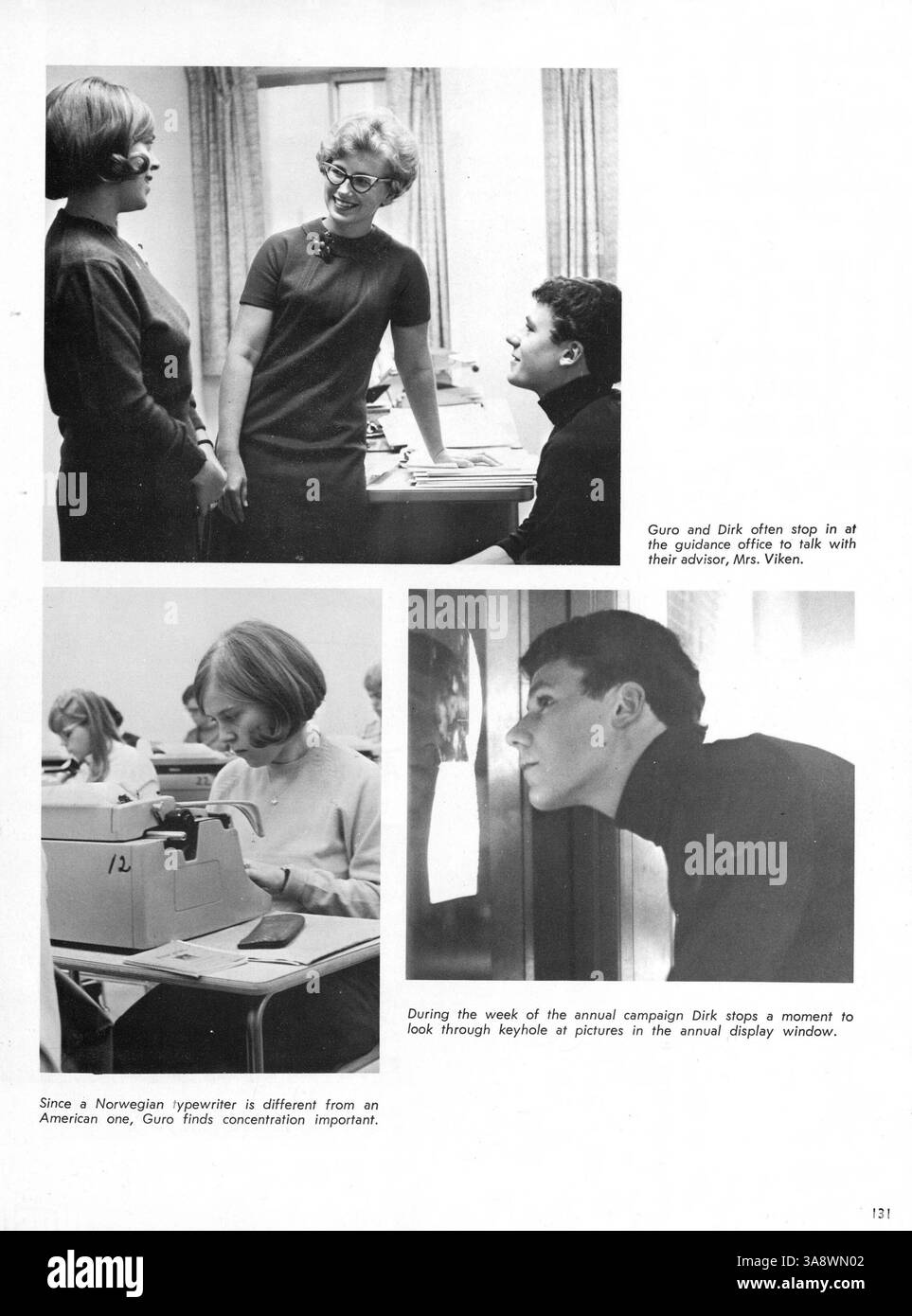 Das Jahrbuch 1967 der Cooper High School in Robbinsdale dokumentiert die wichtigsten Ereignisse, Schülerleistungen, Fakultätsmitglieder, Sport und Vereine aus dem Schuljahr 1966-1967. Stockfoto
