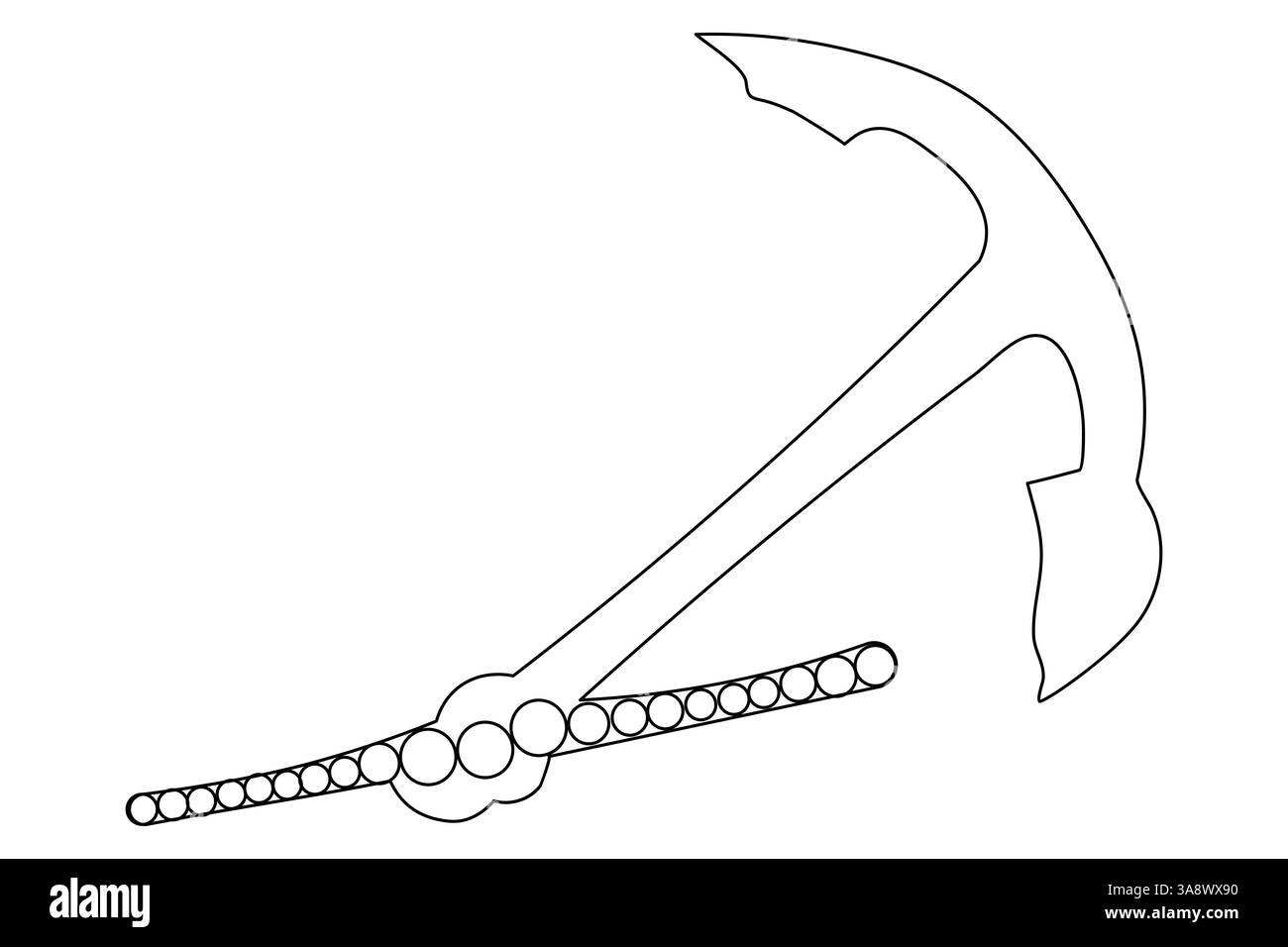 Schiffsanker in durchgehender einzeiliger Kunst und digitaler Illustration Vektor-Symbol Stock Vektor