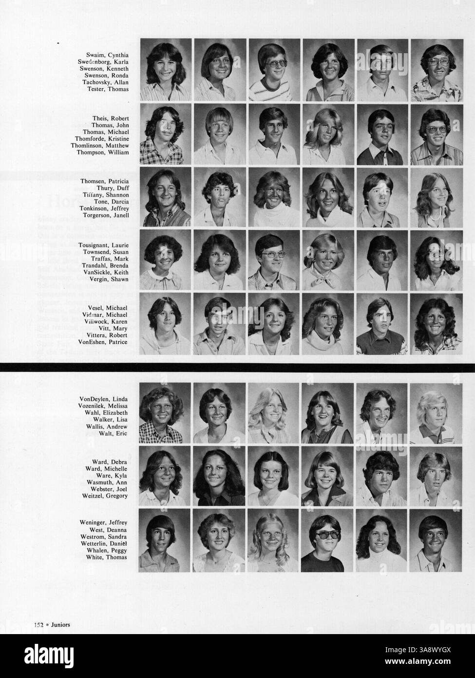 Im Jefferson High Yearbook 1979 werden Schüleraktivitäten, Leichtathletik, Vereine und wichtige Schulveranstaltungen aus dem Schuljahr 1978-1979 vorgestellt. Stockfoto