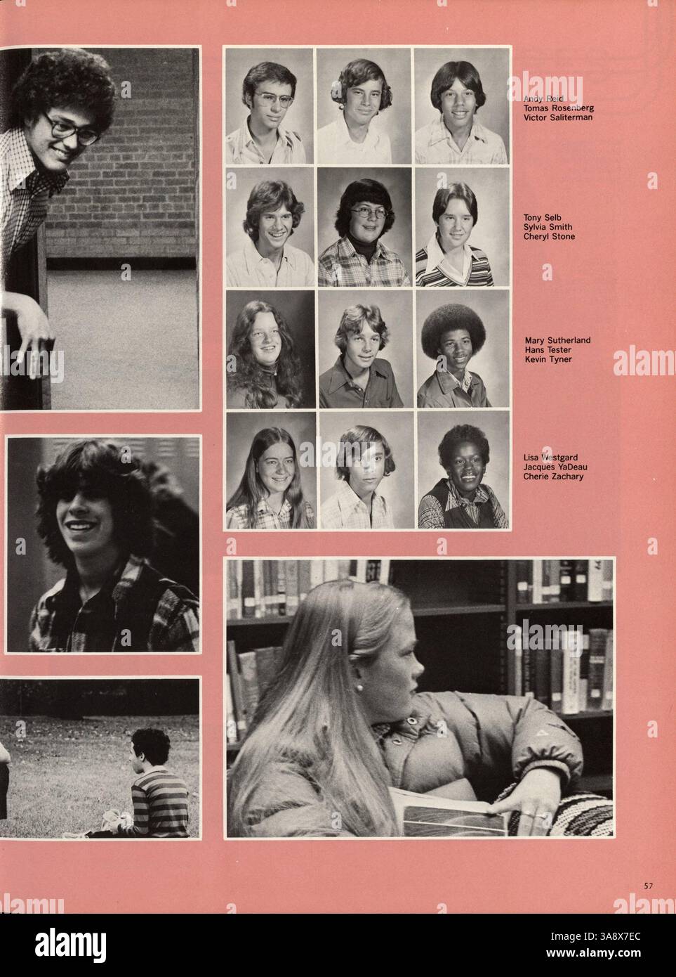 Dieses Jahrbuch „Mustang“ von der Breck School 1977 dokumentiert das Leben der Schüler, die Beiträge der Lehrkräfte, Sport und Schulveranstaltungen während des Schuljahres 1976-1977. Stockfoto