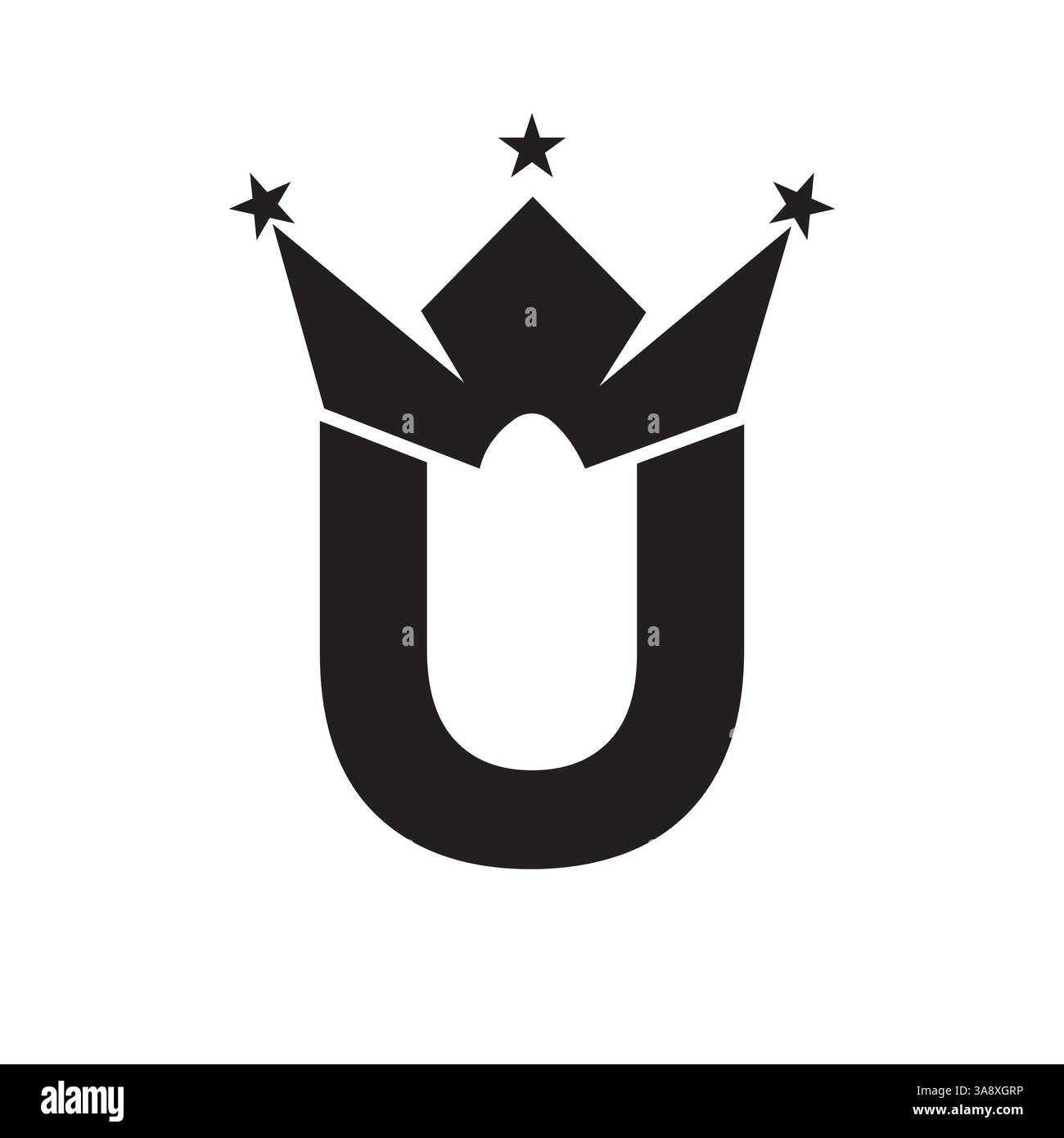 Buchstabe U Krone Logo für Königin Zeichen, Schönheit, Mode, elegant, Luxus Symbol. King-Logo-Schild Stock Vektor