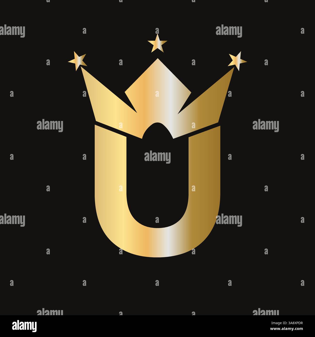 Buchstabe U Krone Logo für Königin Zeichen, Schönheit, Mode, elegant, Luxus Symbol. King-Logo-Schild Stock Vektor