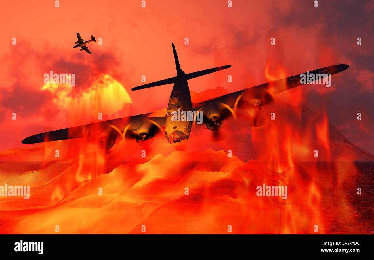 Fliegende Festung B-17 stürzt ab Stockfoto