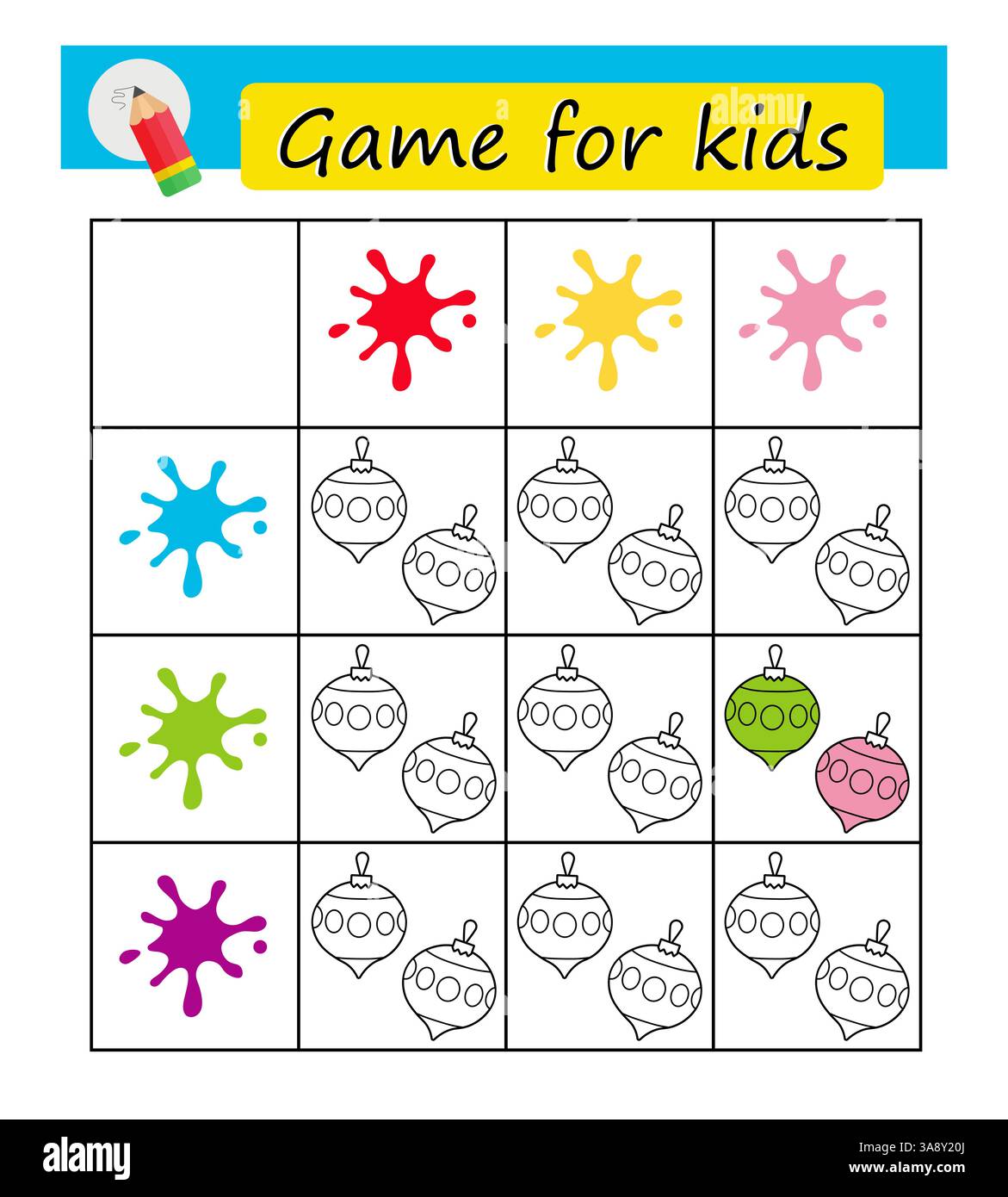 Ausmalseite. Lernspiel für Kinder. Illustration für die Kindererziehung. Vektorabbildung. Stock Vektor