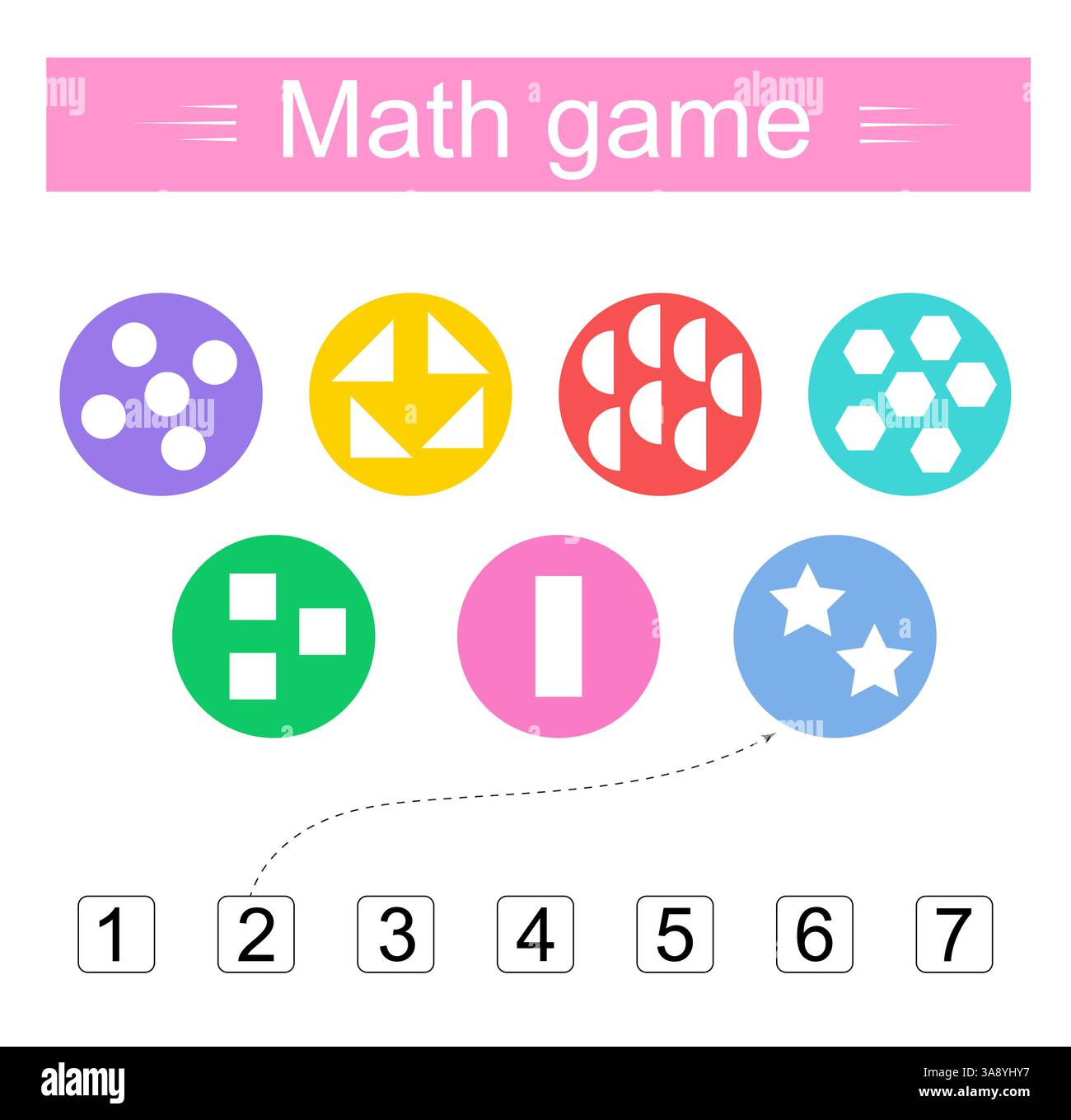 Mathematische logische Aktivität für chıldren. Entwicklung von Rechenkenntnissen. Vektorabbildung. Stock Vektor