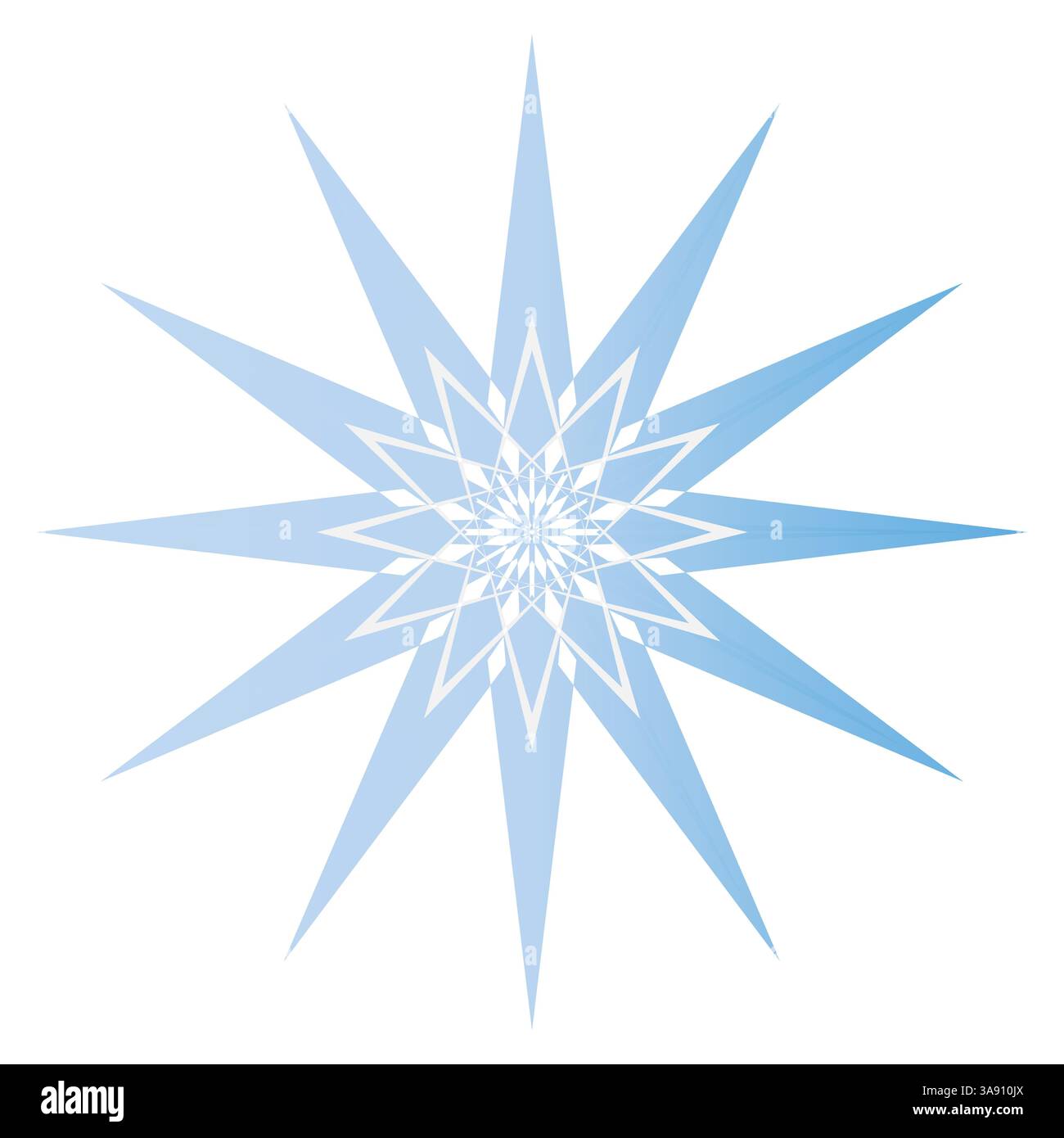 Abstraktes blaues geometrisches Sterndesign mit symmetrischen Punkten Stock Vektor