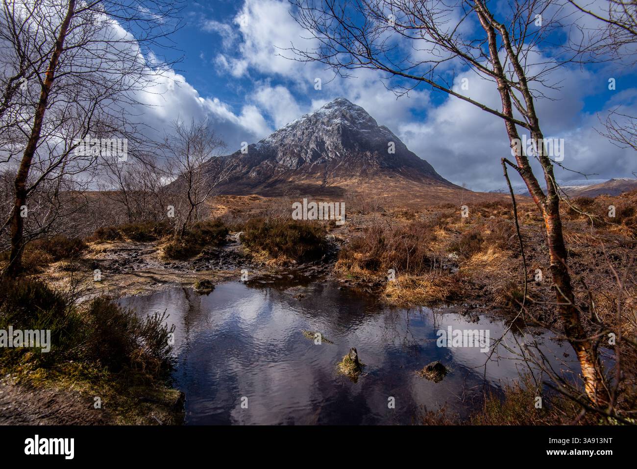 Glen Coe, Ben Etive (schottisch-gälisch Buachaille Etive Mòr, was „der große Hirte von Etive“ bedeutet) in den schottischen Highlands Stockfoto
