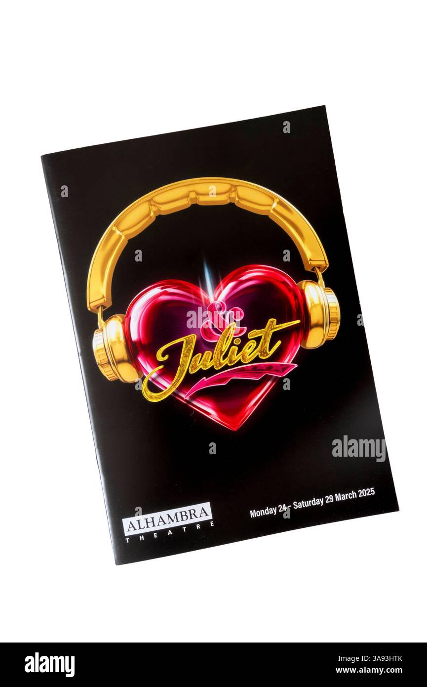 Programm für Tourneen der Produktion von Musical & Julia im Alhambra Theatre, Bradford. Eine alternative Version von Romeo & Julia. Stockfoto