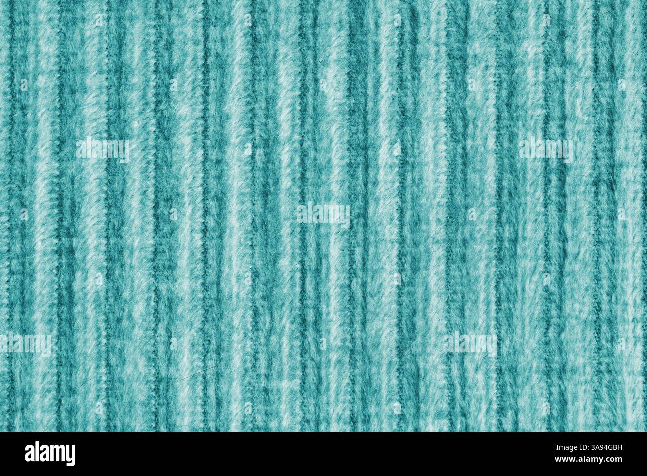 Ridge Makrotextur aus Velours Cordtuch Türkis. Großer gerippter, grober gewebter Samtstoff, gestreifte Polsterung Textur Stoff Hintergrund, Möbel Stockfoto