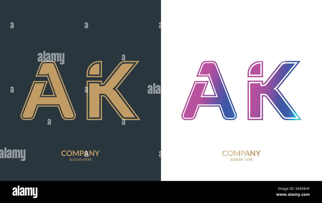 Vektorlogo für Letter AK-Designvorlage Stock Vektor