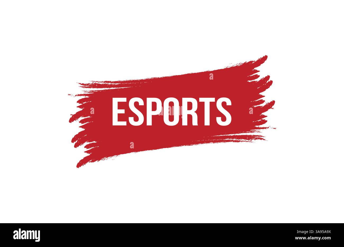 Pinselstil Esports rotes Banner-Design auf weißem Hintergrund. Stock Vektor