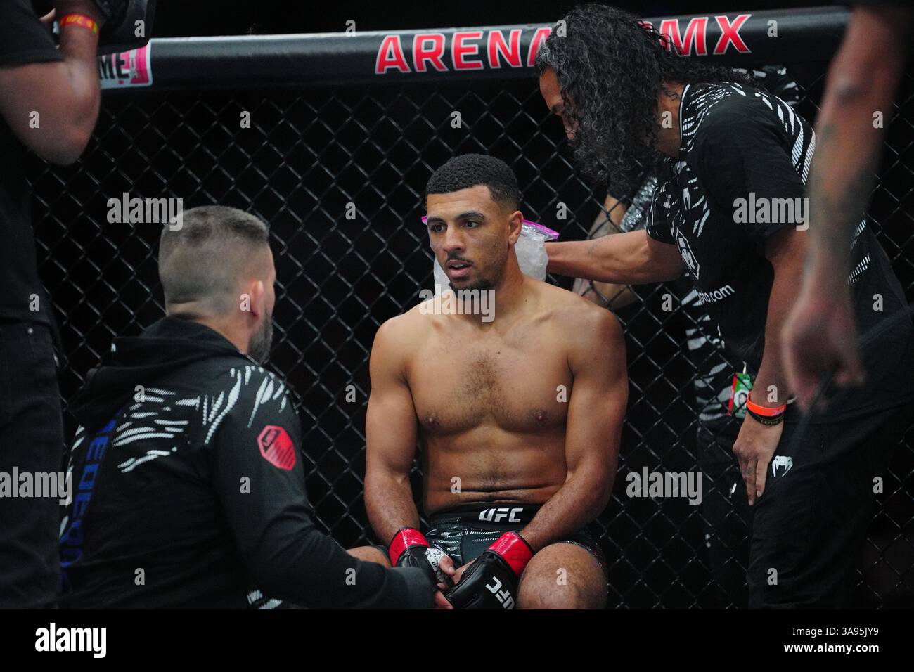 Mexiko-Stadt, Mexiko, Usa. März 2025. MEXIKO-STADT, MEXIKO - 29. MÄRZ: Marquel Mederos und Austin Hubbard treten in das Oktagon für einen 3-Runden-Kampf bei der UFC Fight Night - Moreno vs Erceg in der Arena CDMX am 29. März 2025 in Mexiko-Stadt, Mexiko (Foto: Louis Grasse/PxImages) Credit: PX Images/Alamy Live News Stockfoto