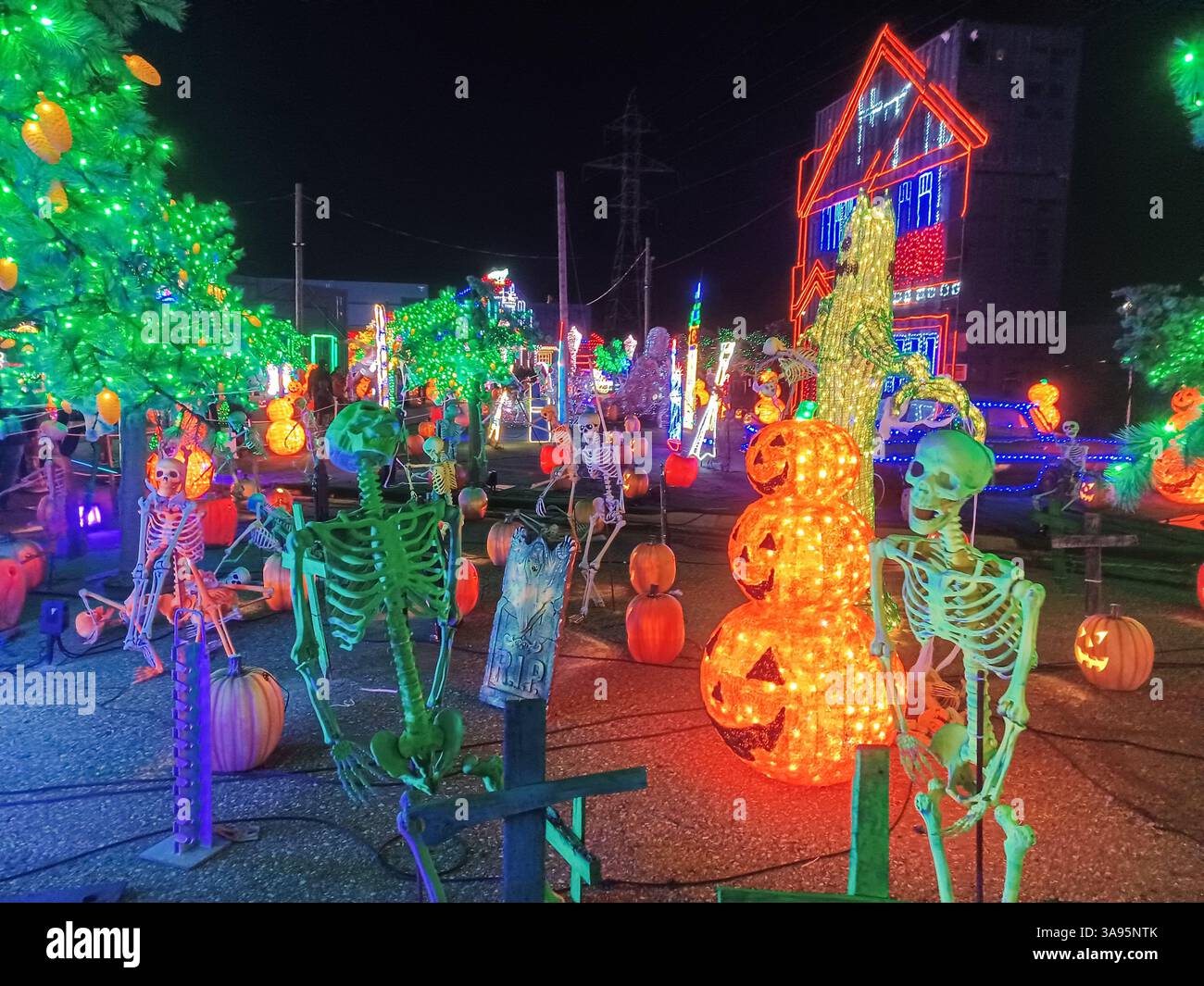 Toronto, ON, Kanada – 18. Oktober 2024: Die massiven Illumi-Lichtstatuen und -Installationen werden auf dem Lichtfestival in Toronto vorgestellt. Stockfoto Toronto, ON, Kanada – 18. Oktober 2024: Die massiven Illumi-Lichtstatuen und -Installationen werden auf dem Lichtfestival in Toronto vorgestellt. Stockfoto