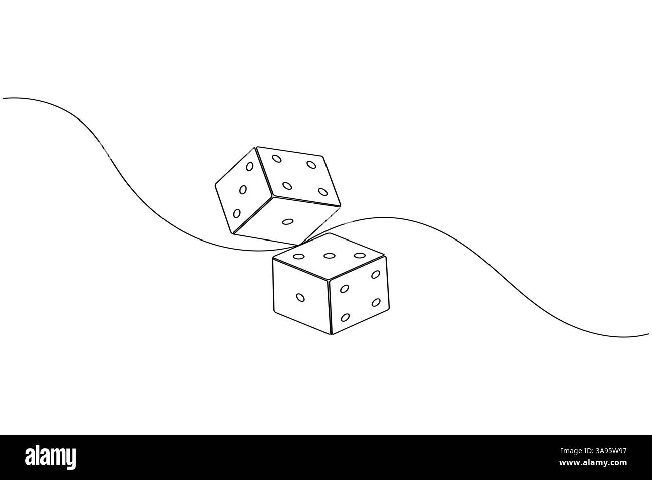 Spiel Würfel durchgehende eine Linie zeichnen einfaches Konturvektorsymbol Stock Vektor