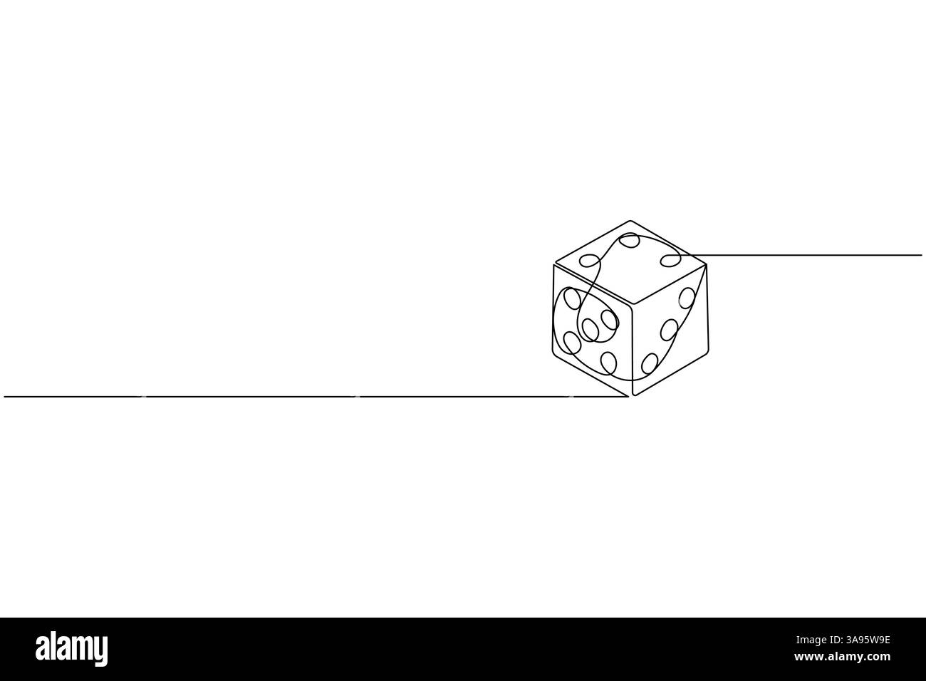 Spiel Würfel durchgehende eine Linie zeichnen einfaches Konturvektorsymbol Stock Vektor