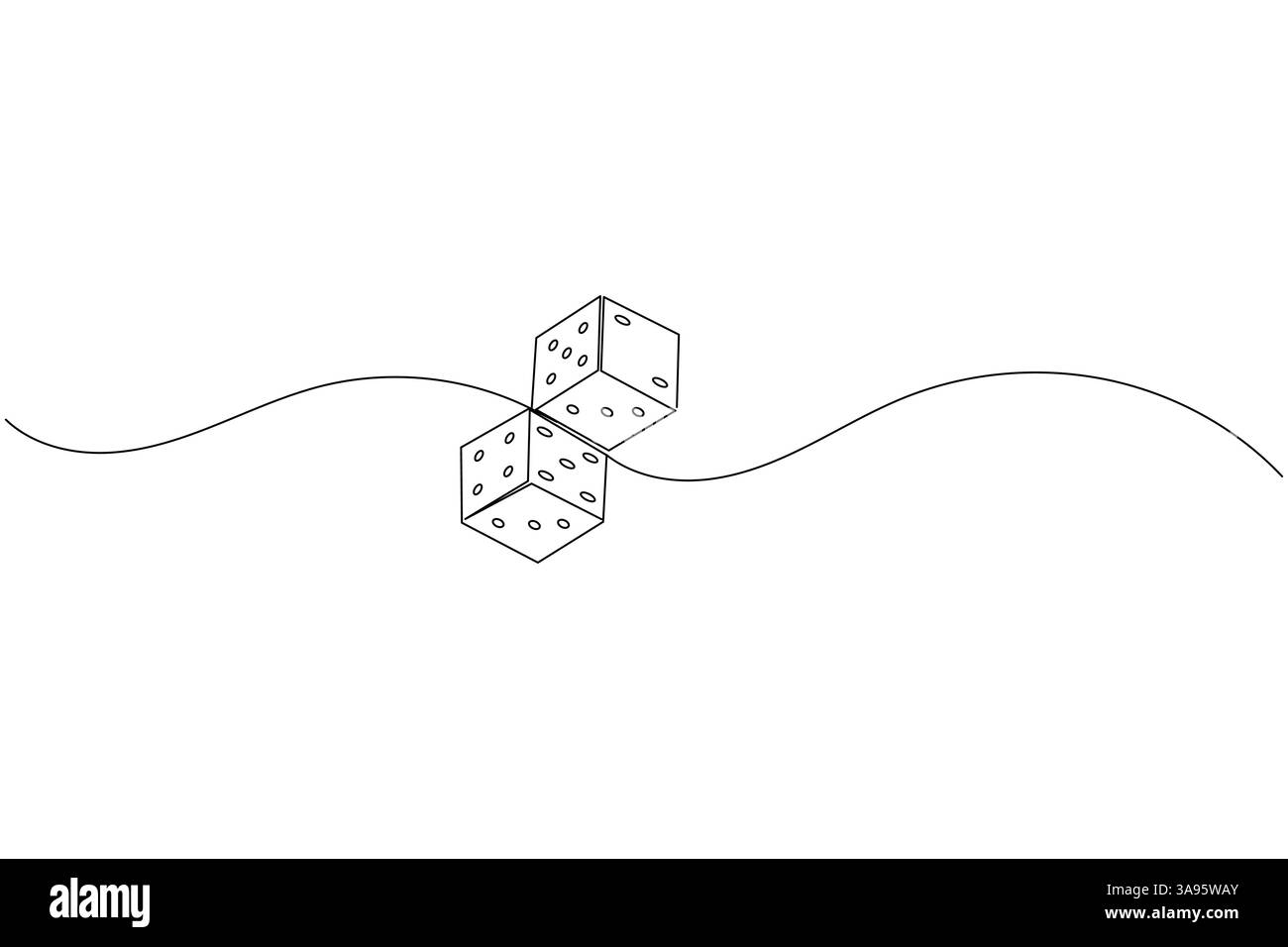 Spiel Würfel durchgehende eine Linie zeichnen einfaches Konturvektorsymbol Stock Vektor