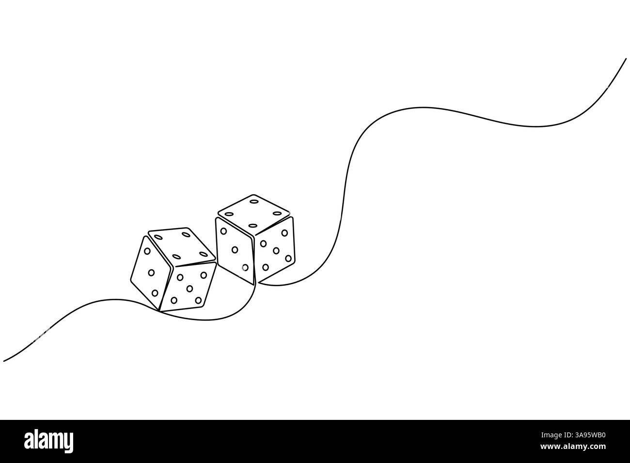 Spiel Würfel durchgehende eine Linie zeichnen einfaches Konturvektorsymbol Stock Vektor