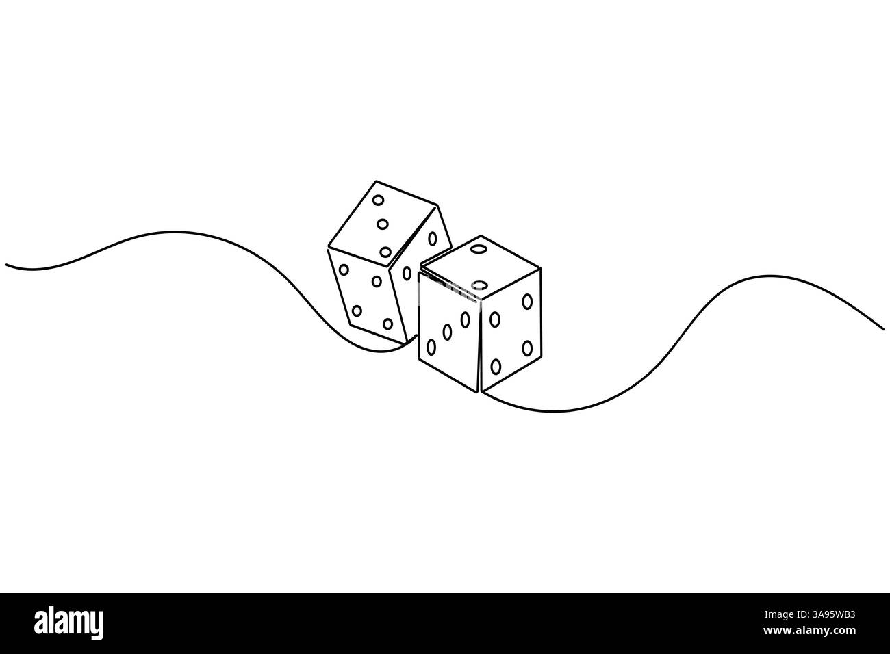 Spiel Würfel durchgehende eine Linie zeichnen einfaches Konturvektorsymbol Stock Vektor