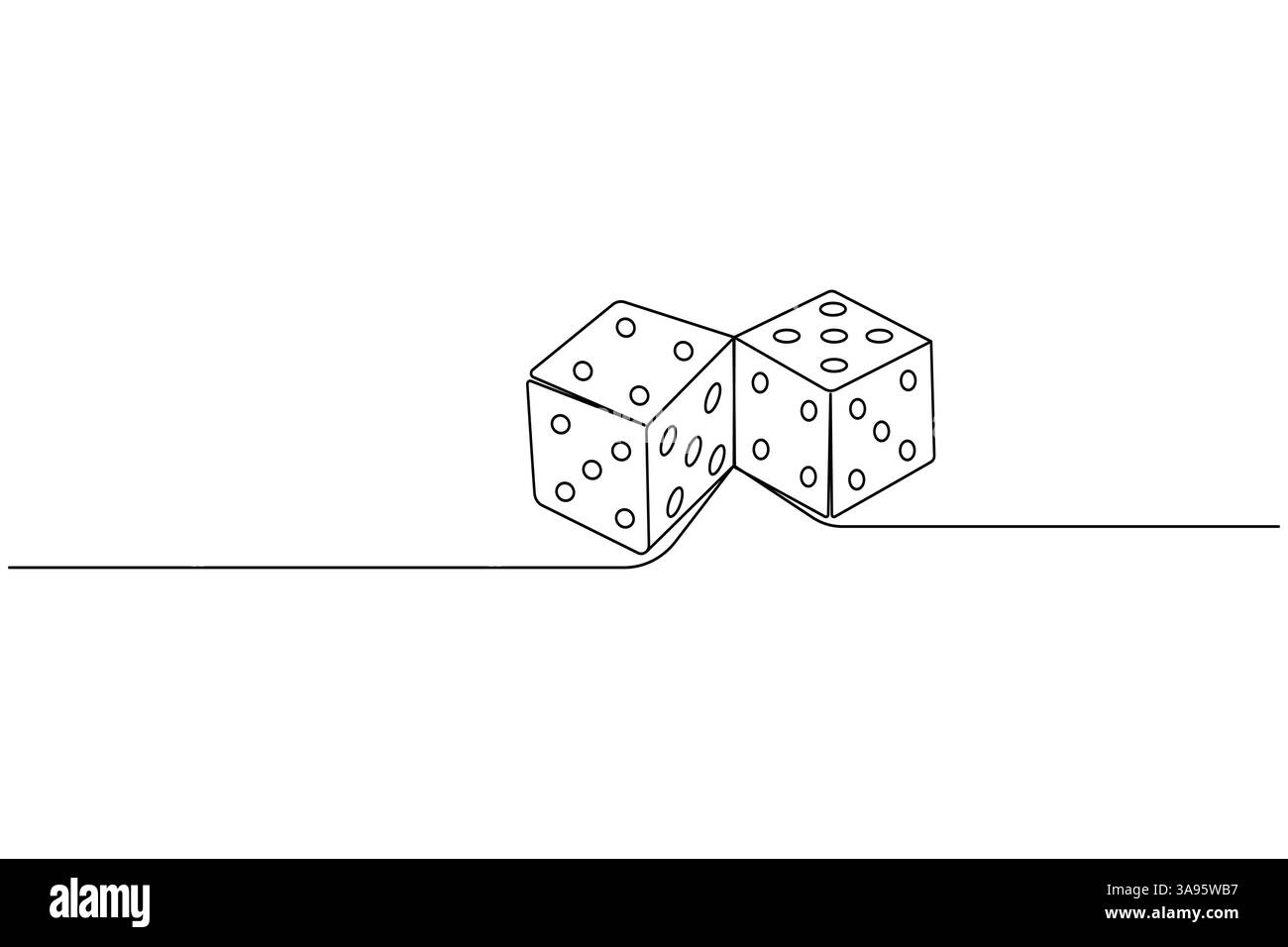 Spiel Würfel durchgehende eine Linie zeichnen einfaches Konturvektorsymbol Stock Vektor