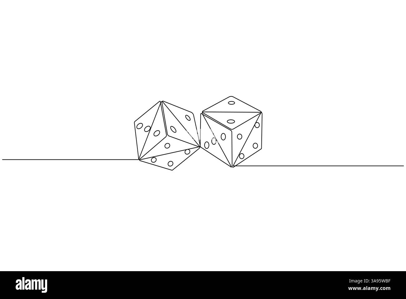 Spiel Würfel durchgehende eine Linie zeichnen einfaches Konturvektorsymbol Stock Vektor