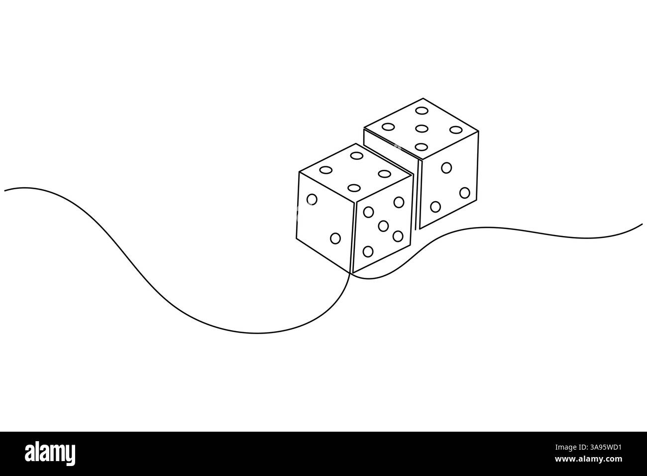 Spiel Würfel durchgehende eine Linie zeichnen einfaches Konturvektorsymbol Stock Vektor