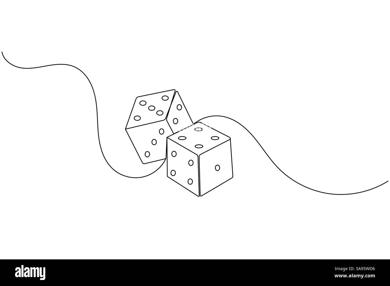 Spiel Würfel durchgehende eine Linie zeichnen einfaches Konturvektorsymbol Stock Vektor