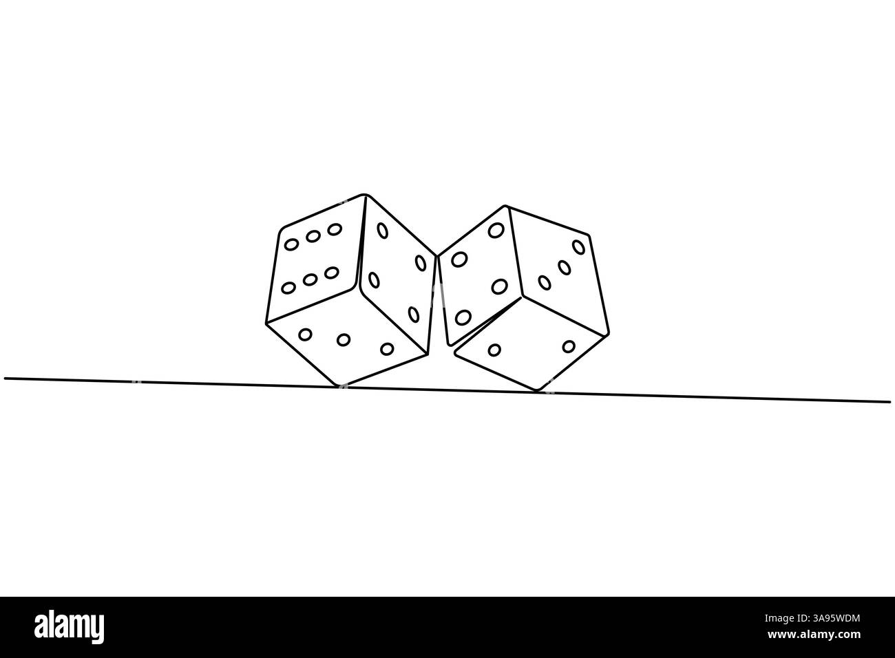 Spiel Würfel durchgehende eine Linie zeichnen einfaches Konturvektorsymbol Stock Vektor