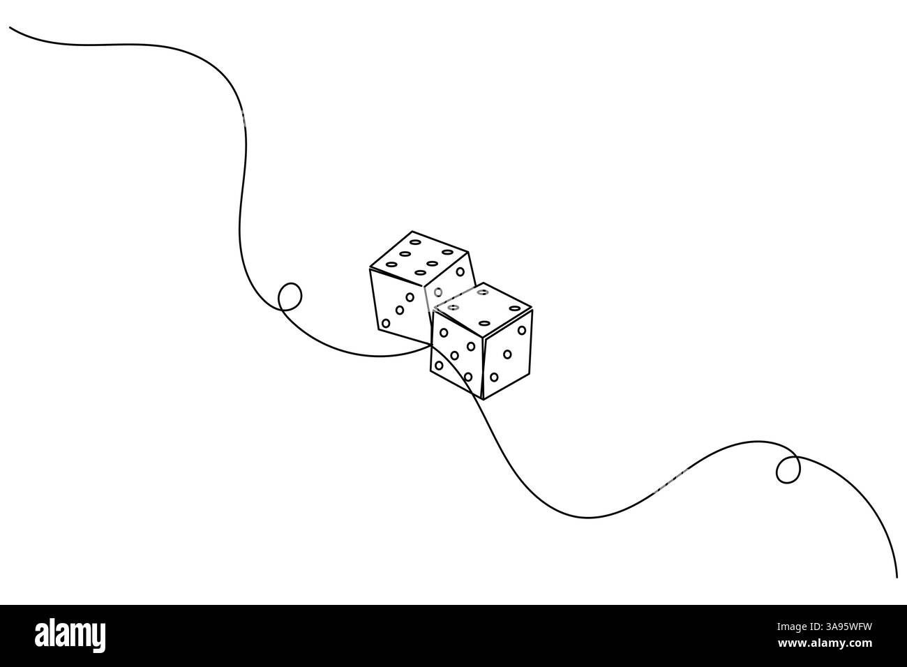 Spiel Würfel durchgehende eine Linie zeichnen einfaches Konturvektorsymbol Stock Vektor