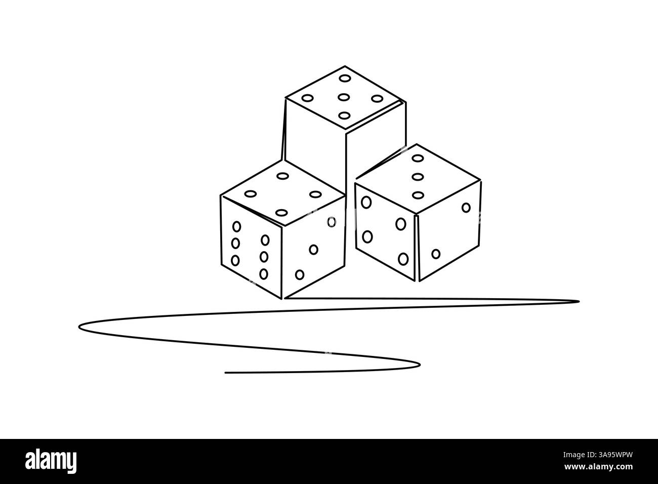 Spiel Würfel durchgehende eine Linie zeichnen einfaches Konturvektorsymbol Stock Vektor