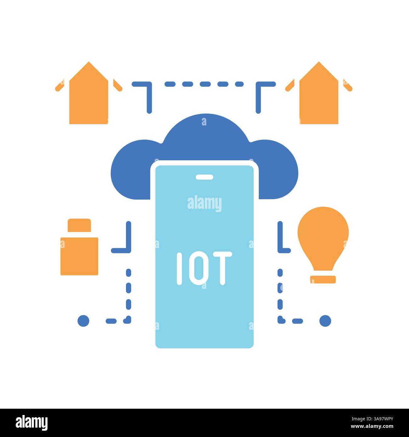 Symbol für iot-Leitung mit KI-Technologie. Vektorisoliertes Element. Bearbeitbare Kontur. Stock Vektor