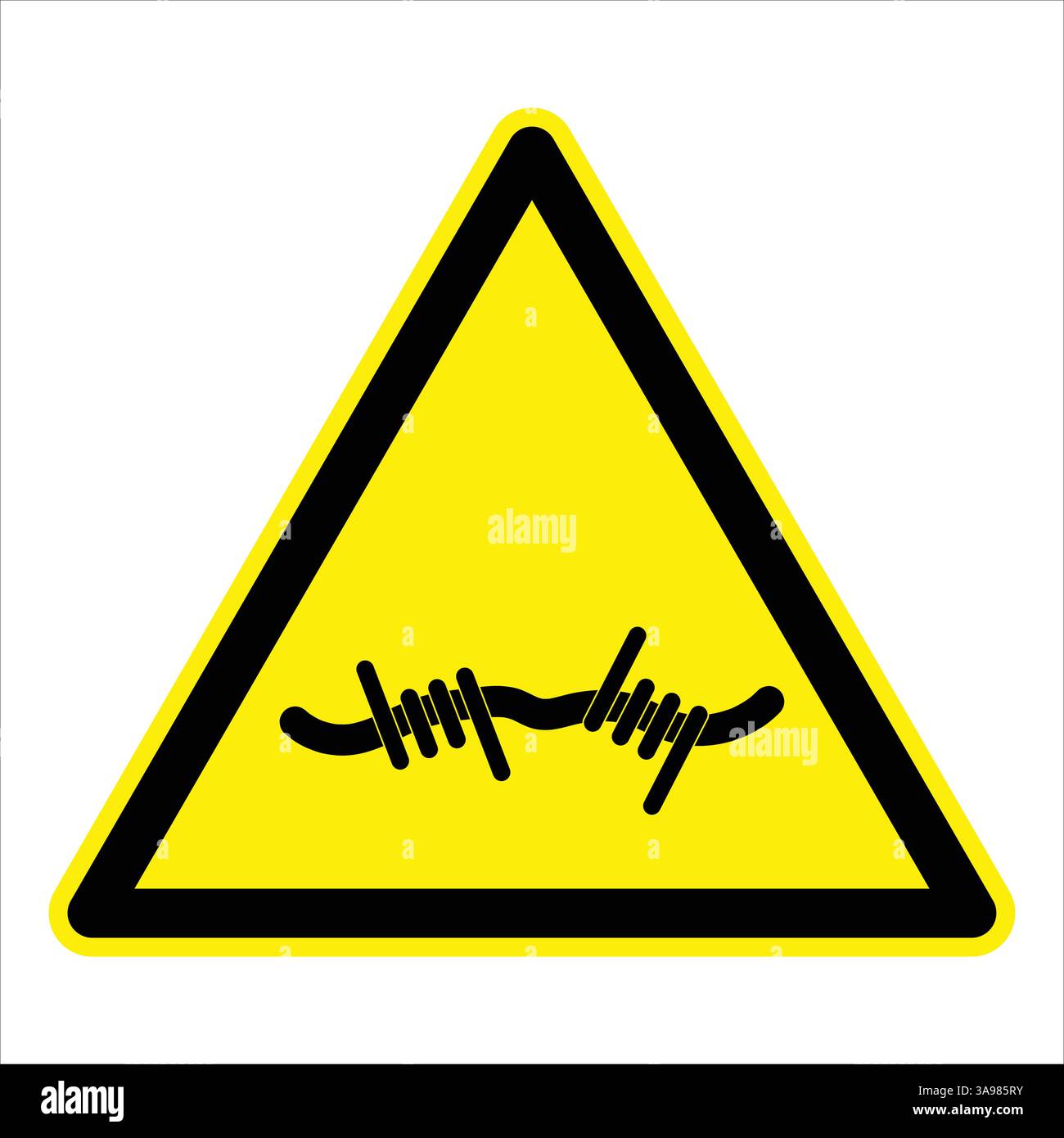 Warnschild für Stacheldraht, das auf potenzielle Gefahren und eingeschränkten Zugang hinweist Stock Vektor