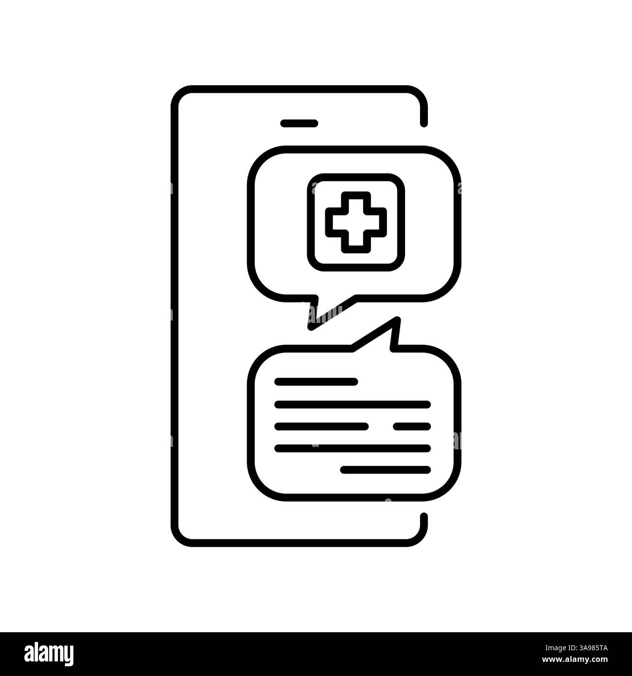 AI Online-Chat für medizinische Hilfe Schwarzes Symbol für digitale und gedruckte Projekte. Minimale bereinigte Symbole für Apps und Websites. Moderne, einfache Symbole Stock Vektor