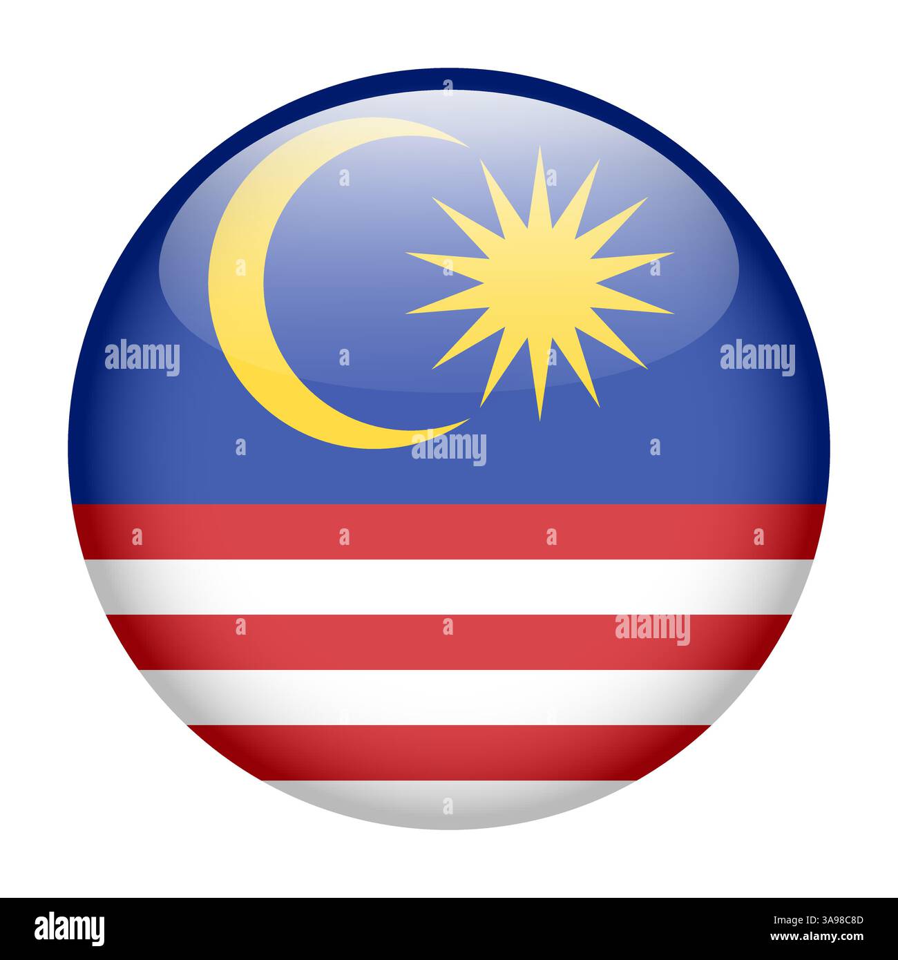 Flagge von Malaysia, rundes Symbol in Hochglanz Stock Vektor