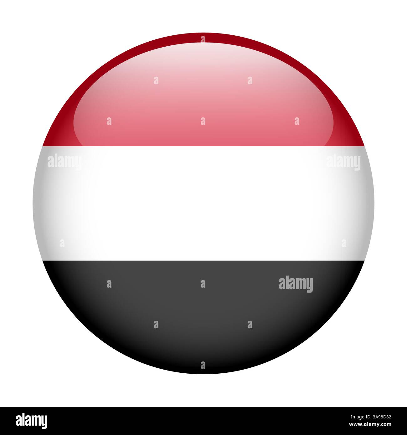 Flagge des Jemen, rundes Symbol in Hochglanz Stock Vektor