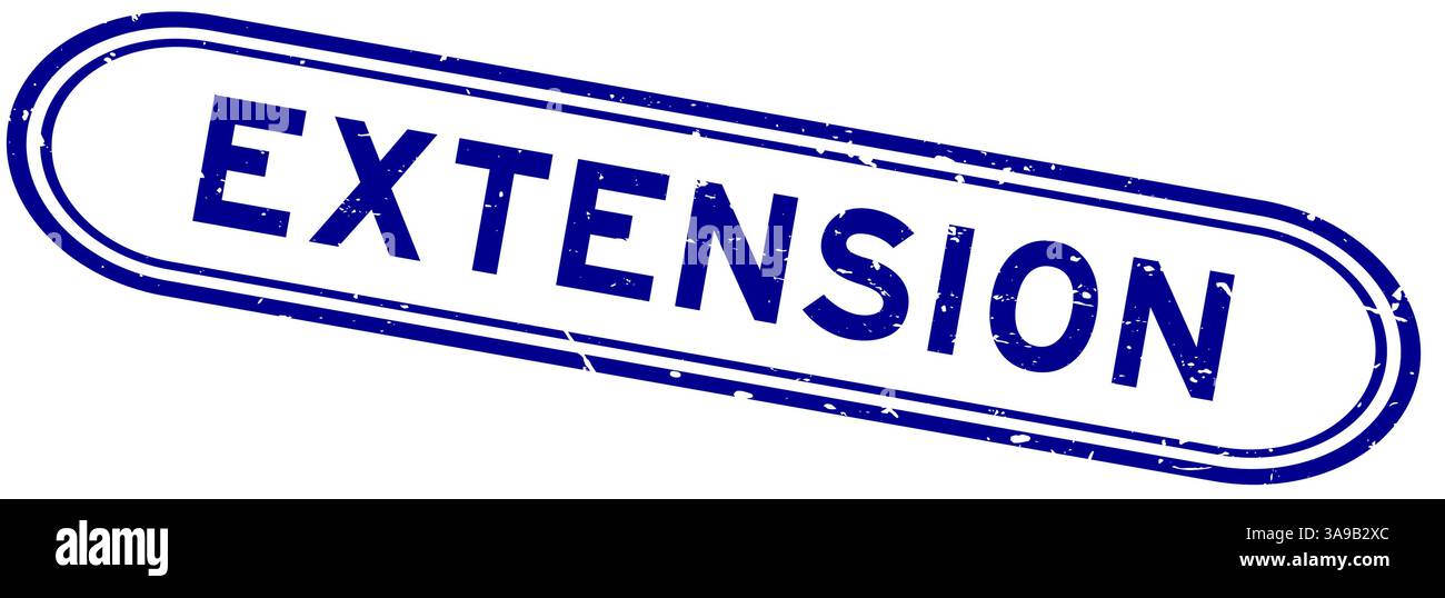 Grunge blaues Verlängerungswort Gummisiegelstempel auf weißem Hintergrund Stock Vektor