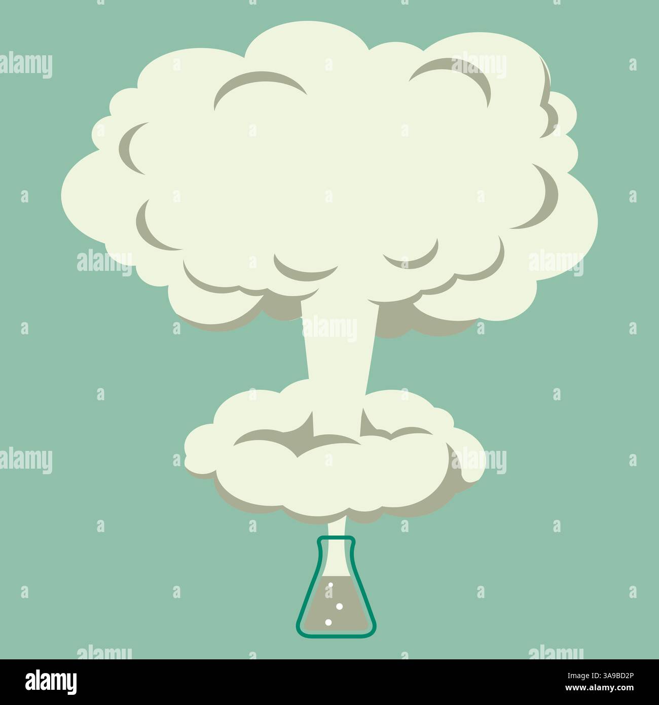 Chemisches Experiment, Explosion im Kolben. Vektorabbildung Stock Vektor