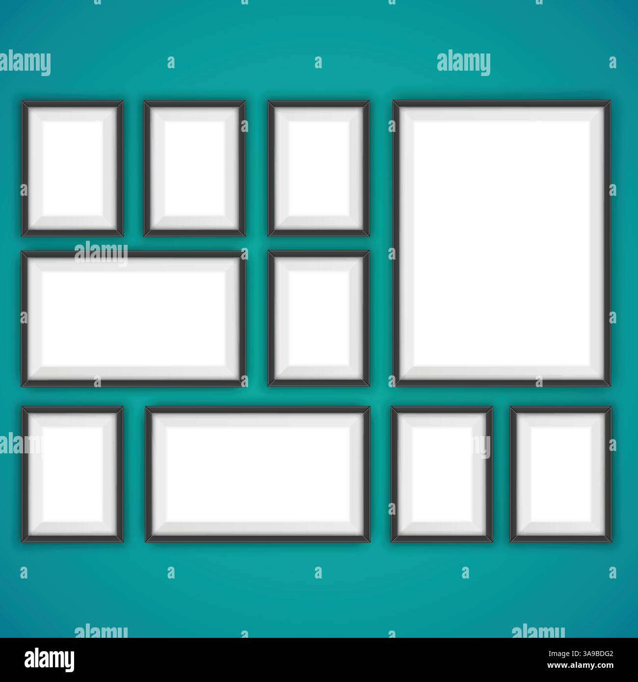 Realistische Bilderrahmen. Satz von Fotorahmen auf blauem Hintergrund Stock Vektor