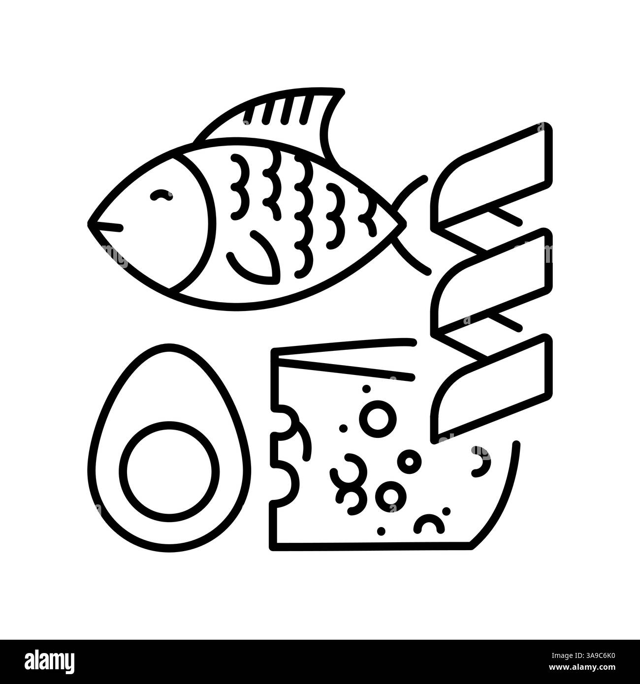 Symbol der schwarzen Linie für Proteine. Vektorisoliertes Element. Nutritionologie editierbarer Schlaganfall . Bearbeitbare Kontur. Stock Vektor