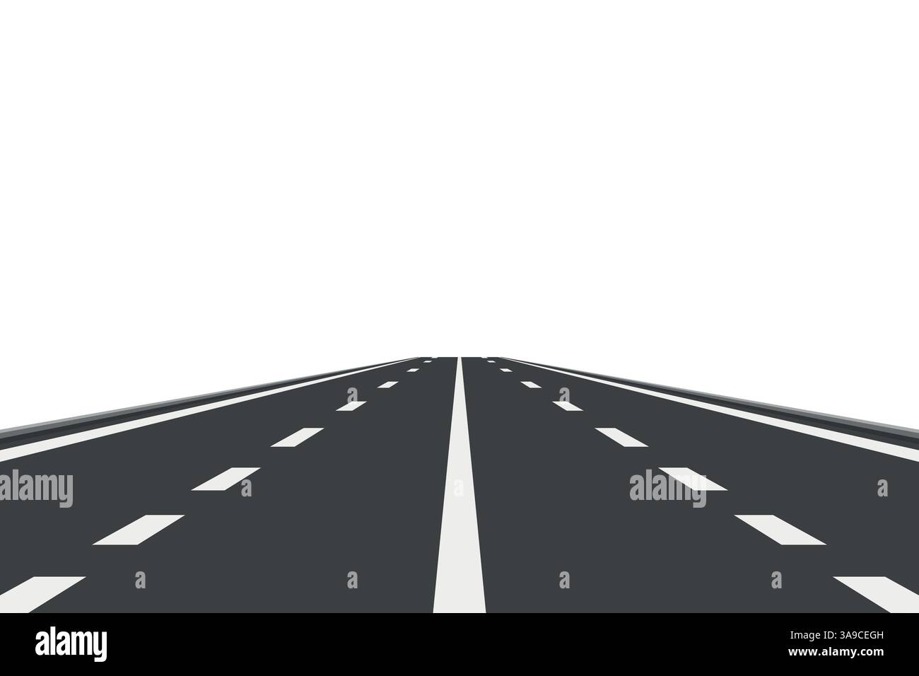 Flaches Landschaftsdesign mit Straße. Malerischer Cartoon Highway, Naturhintergrund. Niedliche Outdoor-Szene mit Straßen-, Autobahn-, Track- und Vorderansicht. Vektor Stock Vektor