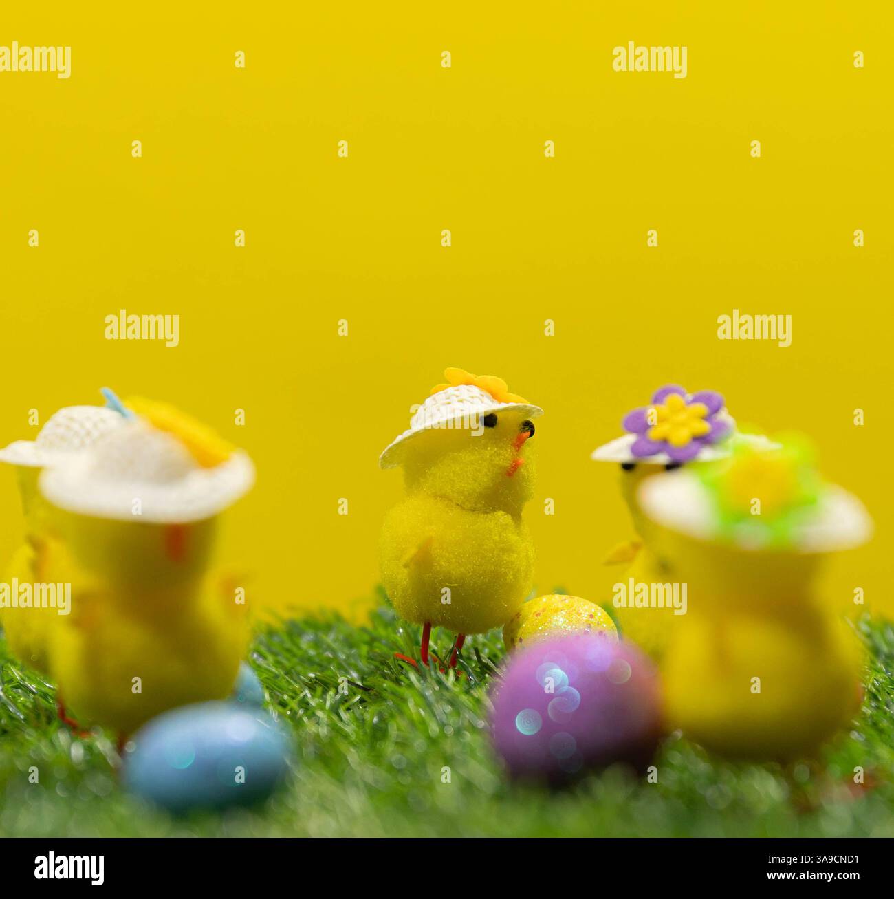 osterdekoration und Blumen Stockfoto